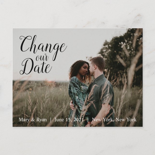 Carte Postale Modifier notre date | Calligraphie du report maria (Devant)