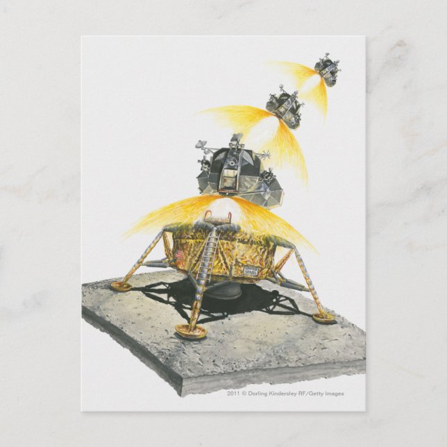 Carte Postale Module Apollo 11 Eagle décollant de la Lune (Devant)