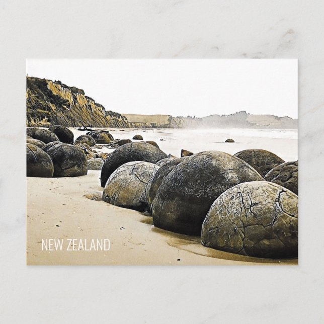 Carte Postale Moeraki Boulders Voyage Nouvelle-Zélande (Devant)