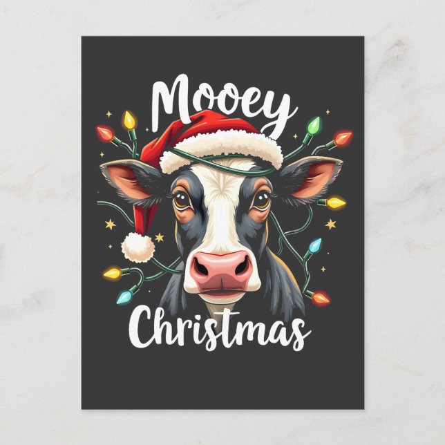 Carte Postale Moey Noël Funny Xmas Vache Amateurs de bétail (Devant)