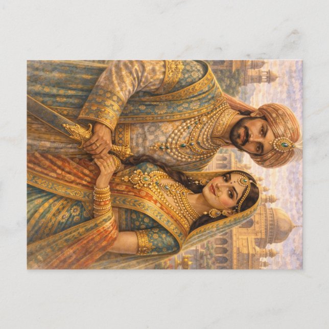 Carte Postale Mogulen Paar Blau-Gold (Devant)