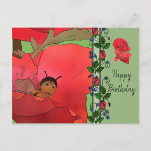 Carte Postale Mohnblüte mit Käfer