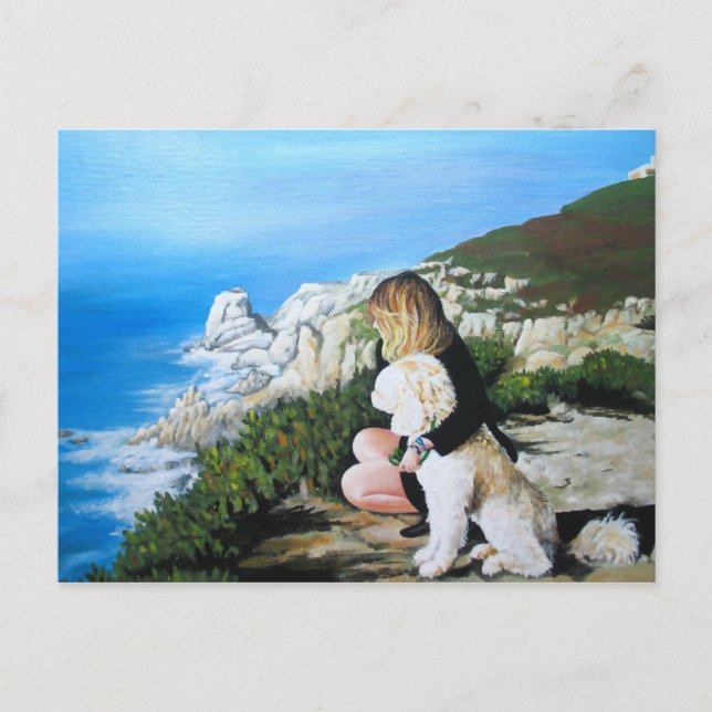 Carte Postale Moi et mon chien à eau (Devant)