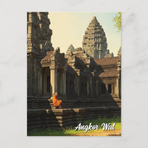 Carte Postale Moine à Angkor Wat Cambodge