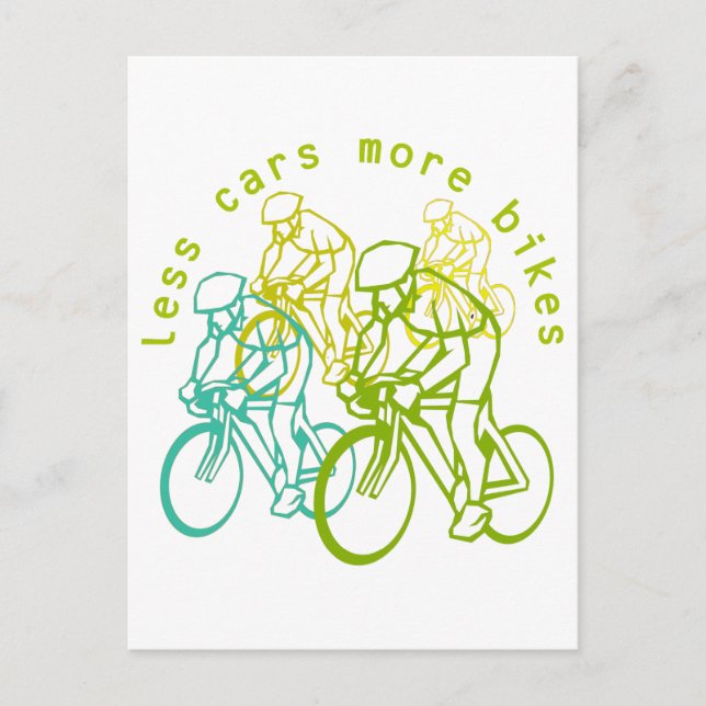 Carte Postale Moins De Voitures Plus De Vélos (Devant)
