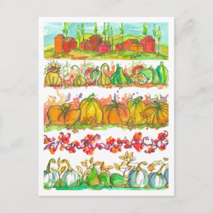 Carte Postale Mois d'automne Moisson d'aquarelle