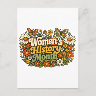 Carte Postale Mois de l'Histoire des Femmes Rétro 70 Floral Groo
