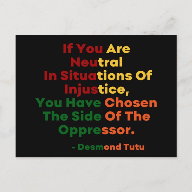 Carte Postale Mois de l'histoire des Noirs - Desmond Tutu (Devant)