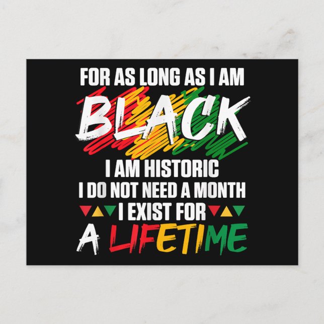 Carte Postale Mois de l'histoire des Noirs Pour aussi longtemps  (Devant)