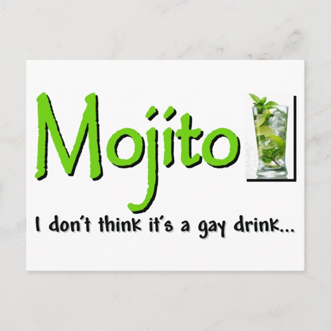 Carte Postale Mojito : Pas Une Boisson Gay... ? (Devant)