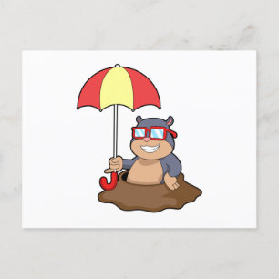 Carte Postale Mole à la pluie avec parapluie