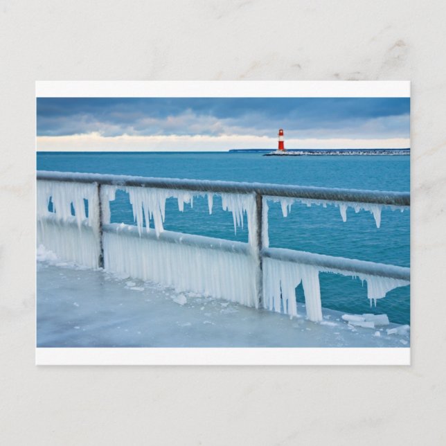 Carte Postale Mole à Warnemuende (Allemagne) en hiver (Devant)