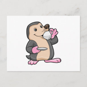 Carte Postale Mole avec coupe de café et soucoupe