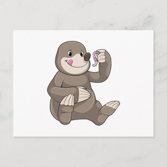 Carte Postale Mole avec ver de terre (Devant)