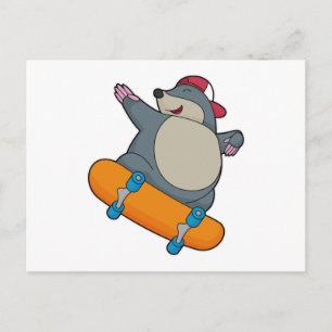 Carte Postale Mole en skate avec skateboard
