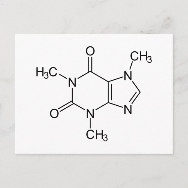 Carte Postale Molécule de caféine Chimie Café Atomes (Devant)