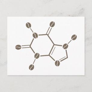 Carte Postale molécule de fèves de caféine