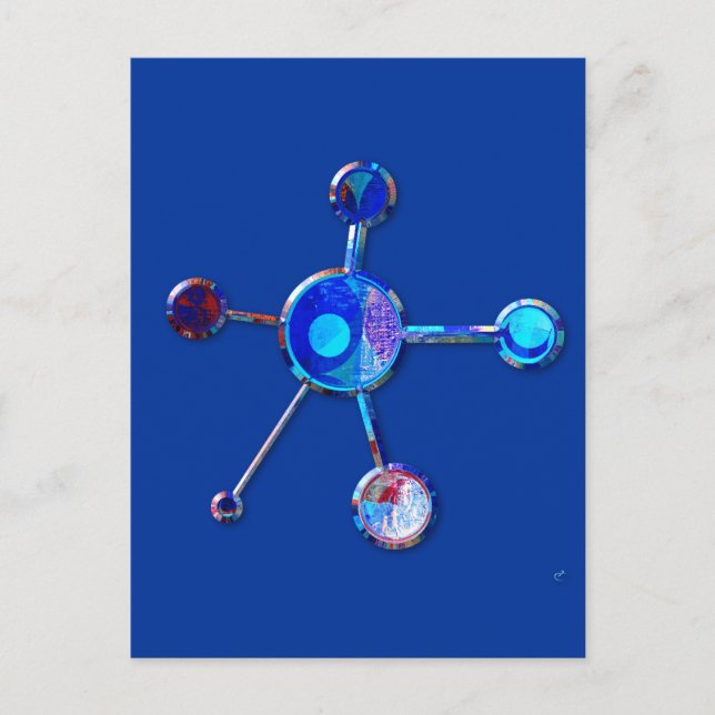 Carte Postale Molécule métallique bleue (Devant)