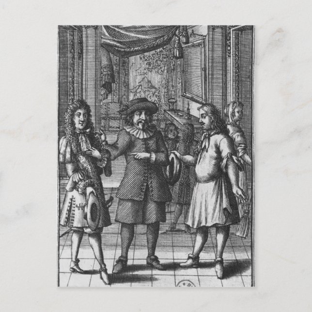 Carte Postale Moliere comme Harpagon, frontispice illustration (Devant)