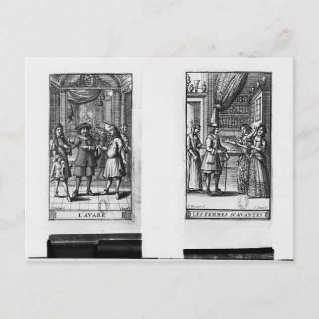 Carte Postale Moliere, frontispece pour 'The Miser' (Devant)