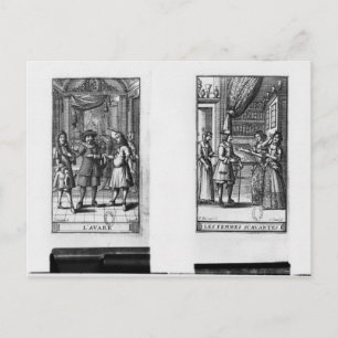Carte Postale Moliere, frontispece pour 'The Miser'