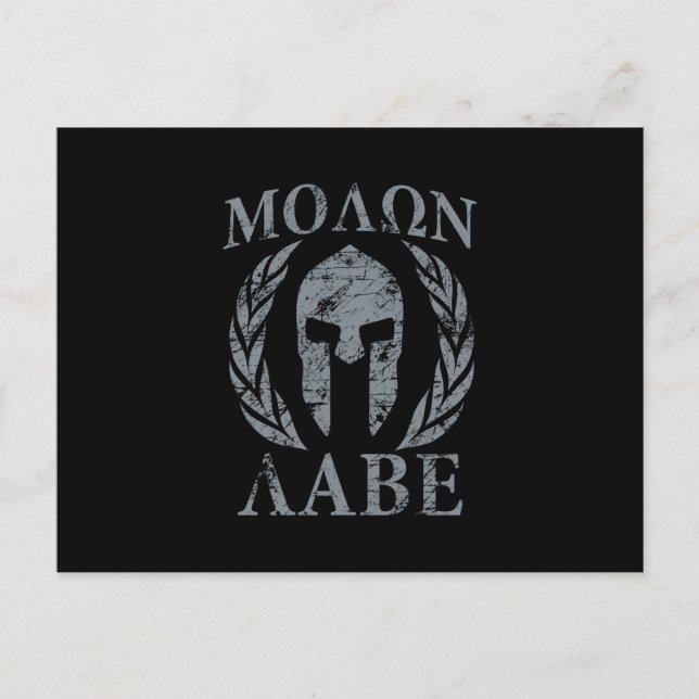 Carte Postale Molon Labe Laurels, guerrier spartiate (Devant)
