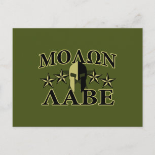 Carte Postale Molon Labe Spartan 5 étoiles Olive Green