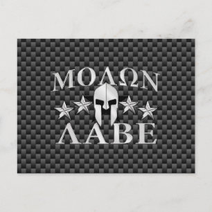 Carte Postale Molon Labe Spartan Warrior 5 étoiles Carbon