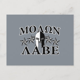 Carte Postale Molon Labe Spartan Warrior 5 étoiles Noir Blanc