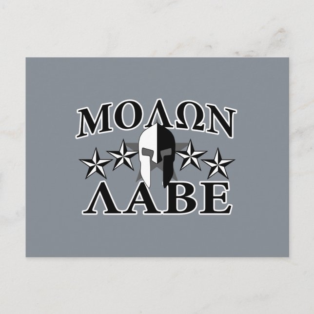 Carte Postale Molon Labe Spartan Warrior 5 étoiles Noir Blanc (Devant)