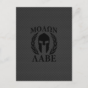 Carte Postale Molon Labe Warriors Laurels sur le carbone noir