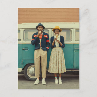 Carte Postale Moment de crème glacée de style vintage