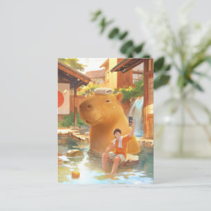 Carte Postale Moment de source chaude : l'art de selfie de capyb