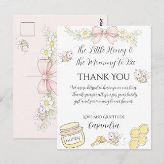 Carte Postale  Mommy to Bee Pink Bow Baby Shower Thanks you