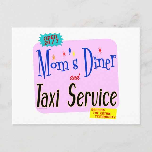 Carte Postale Moms Diner et Taxi Service Drôle Dire (Devant)