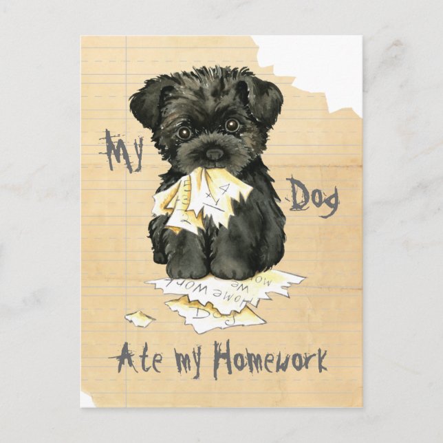 Carte Postale Mon Affenpinscher A Mangé Ma Maison (Devant)