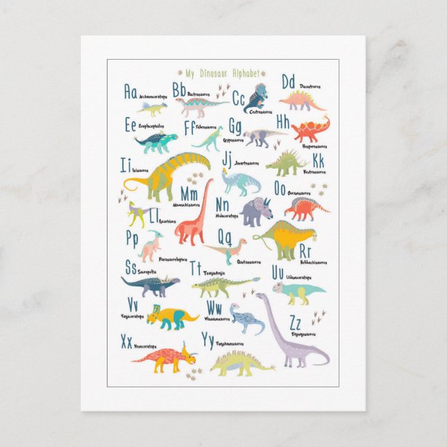 Carte Postale Mon alphabet de dinosaure (Devant)
