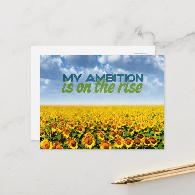 Carte Postale Mon ambition est en hausse Motivation Affirmation (Devant/Arrière en situation)