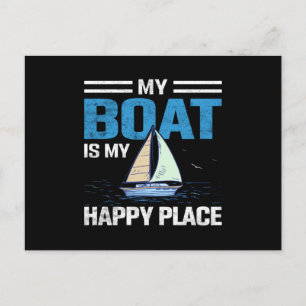 Carte Postale Mon bateau est mon endroit heureux- citation de vo