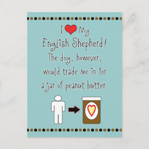 Carte Postale Mon Berger Anglais Aime Le Beurre D'Arachide