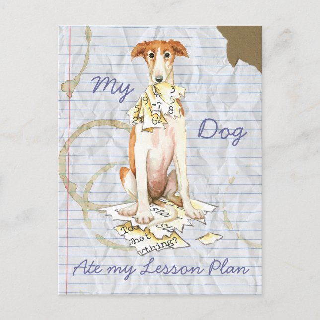 Carte Postale Mon Borzoi Mangé Mon plan de leçon (Devant)