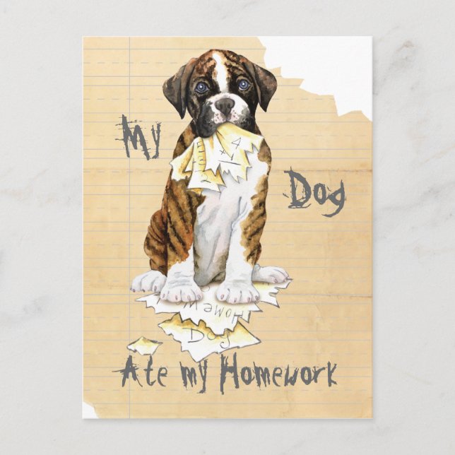 Carte Postale Mon Boxer A Mangé Mes Devoirs (Devant)