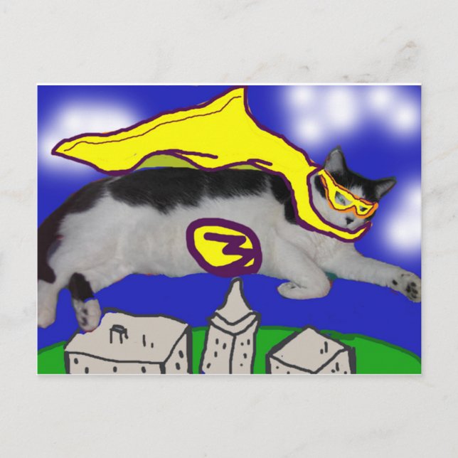 Carte Postale Mon chat de héros (Devant)