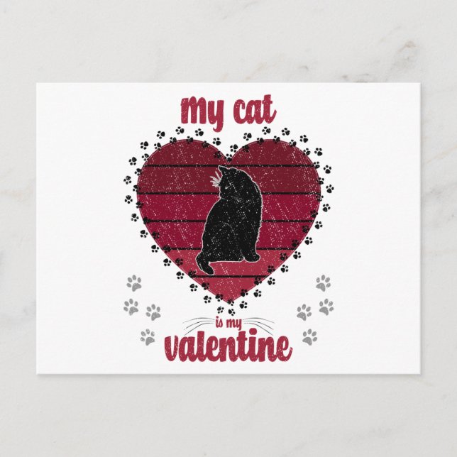 Carte Postale Mon chat est mon Valentin | cadeau drôle pour la S (Devant)