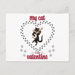 Carte Postale Mon chat est mon Valentin   La Saint-Valentin pour