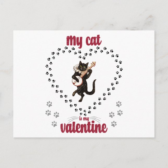 Carte Postale Mon chat est mon Valentin | La Saint-Valentin pour (Devant)
