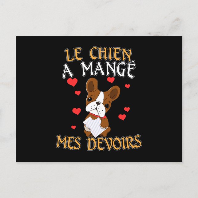 Carte Postale Mon chien a mangé mes devoirs - Citation pour appr (Devant)