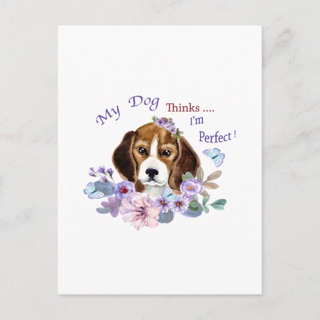 Carte Postale Mon chien pense que je suis une illustration parfa (Devant)