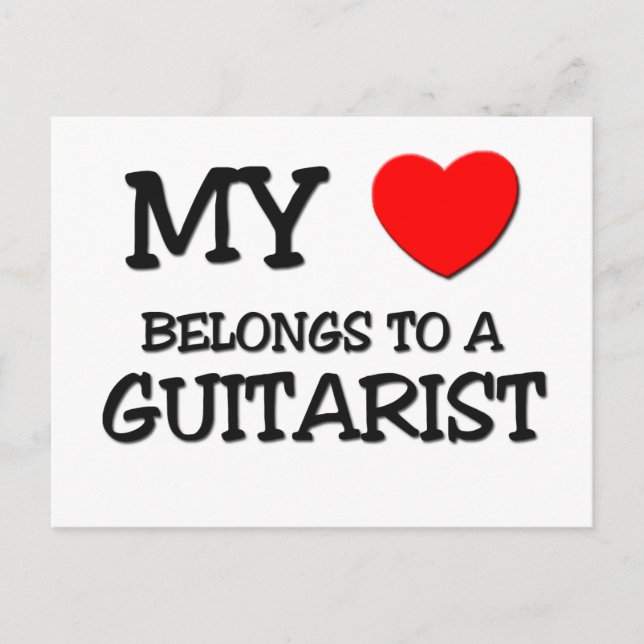 Carte Postale Mon Coeur Appartient À Un GUITARISTE (Devant)