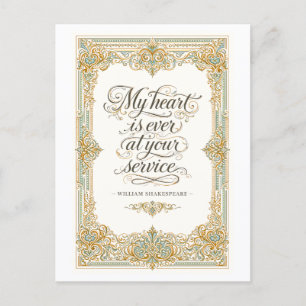 Carte Postale « Mon cœur est à tout jamais à votre service » Sha